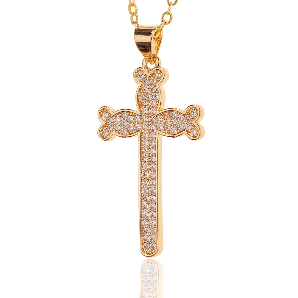 Simple Jewelry Copper Inlaid Zircon Cross Hundred Matching Ornaments Cross-border Necklace display picture 5