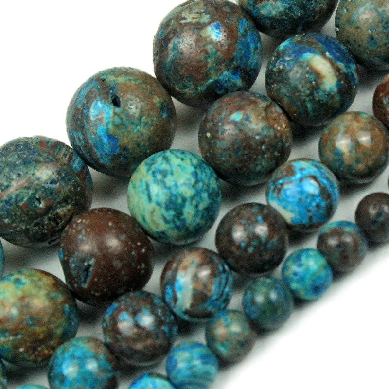 Turquoise natural ore, round beads, bracelet, accessory, earrings, necklace, materials set, handmade