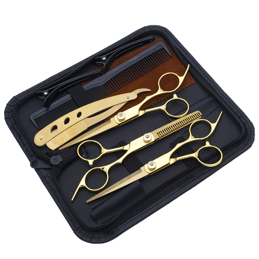 Juego de Tijeras de Peluquería Profesional de Acero Inoxidable Multifuncional para Peluquería