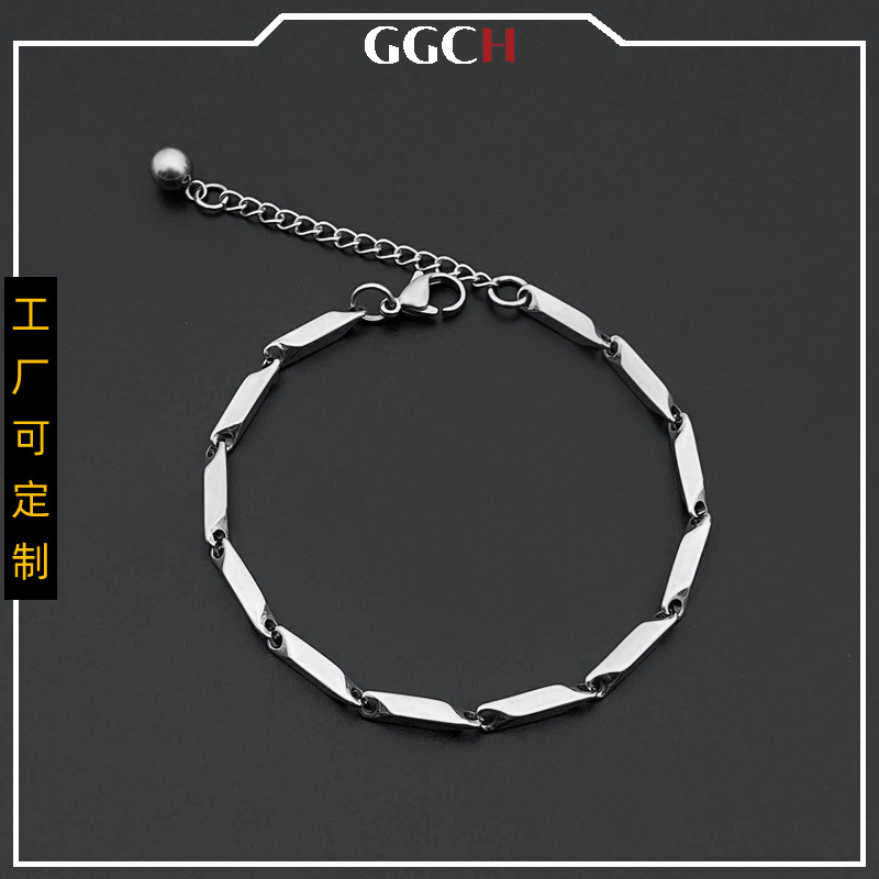 Ggch Titanium Steel Melon Seed Bracelet Stainless Steel Fashion Men's Chain New Korean Style Jewelry Manufacturer Wholesale