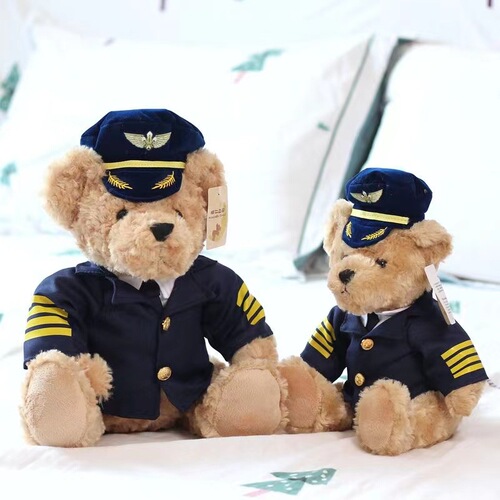 New Creative Captain Teddy Bear Doll Plush Toy Bear Doll Uniform Teddy Bear Doll Birthday Gift Wholesale