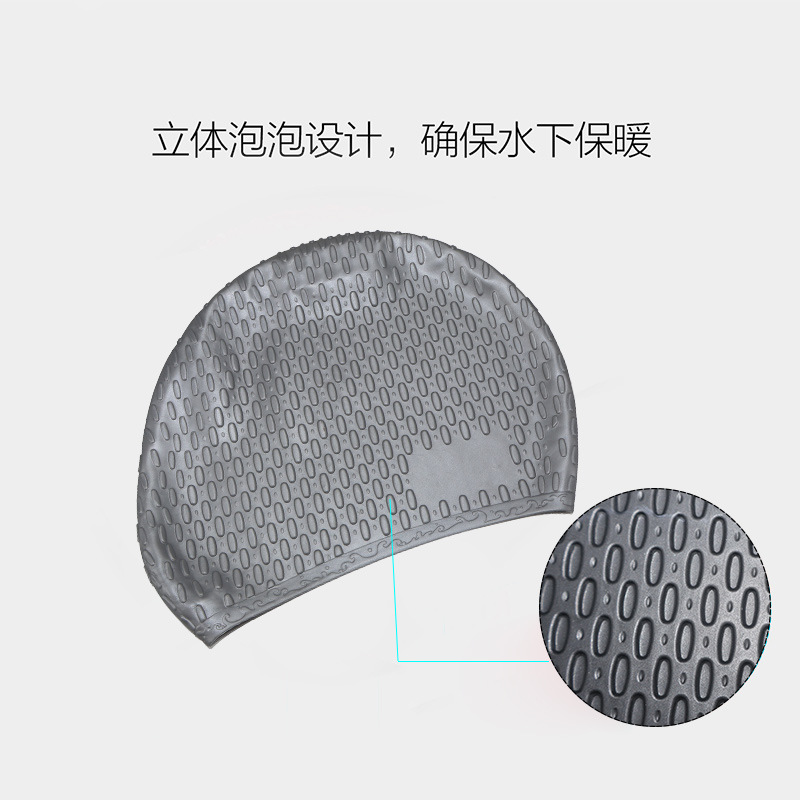 Sombrero de natación de silicona transfronterizo sombrero de natación de mujer protector de orejas para el cabello largo para aumentar el perímetro de la cabeza impermeable sin estrangular sombrero de goteo de agua al por mayor