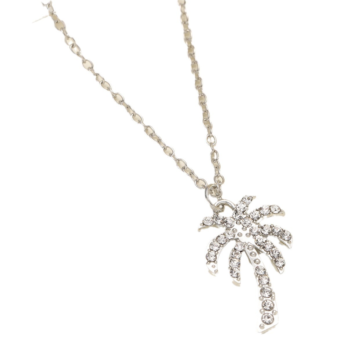 Neue modische Halskette mit diamantbesetztem Kokosnussbaum-Anhänger Instagram-beliebter Schmuck Licht Luxus Exquisite All-Match-Halskette für Damen_voghion.com