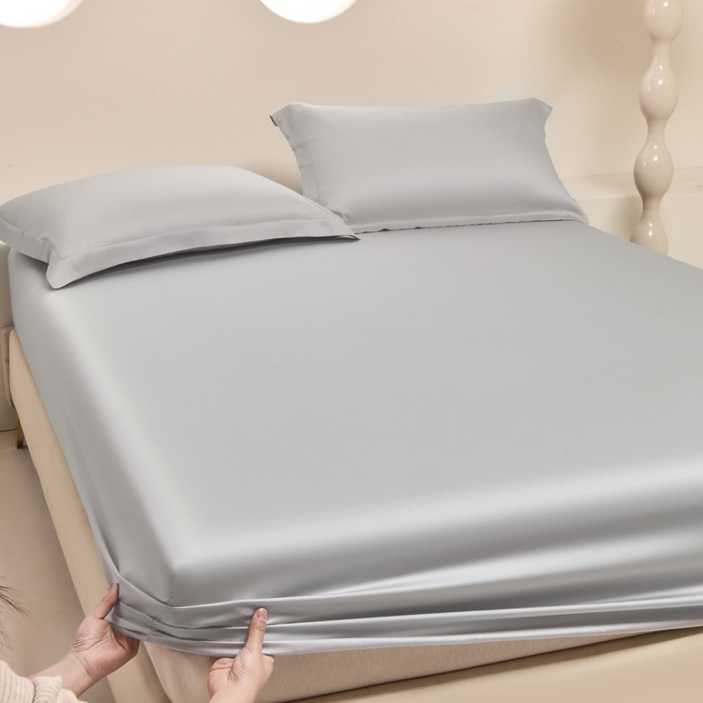 Lenzing Tencel Cotton Fitted Sheet Single Piece Solid Color Bed Sheet Mattress Protector Home Full-Cover Bed Cover Summer Pillowcase