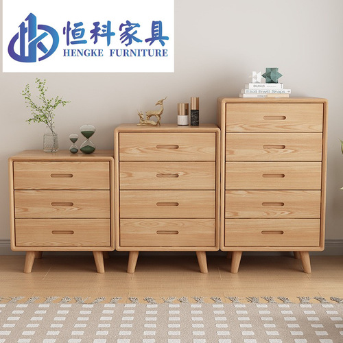 Ash wood chest of drawers solid wood bedroom furniture bedside table with drawer storage storage cabinet chest of drawers log cabinet