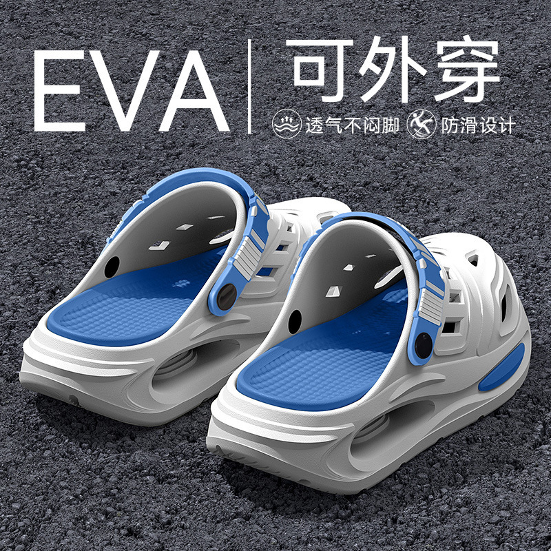 Croc Shoes Men's Summer Outer Wear 2025 New Trendy Thick-Soled Wear-Resistant Non-Slip Non-Stinky Feet Two-Wear Boys' Sandals