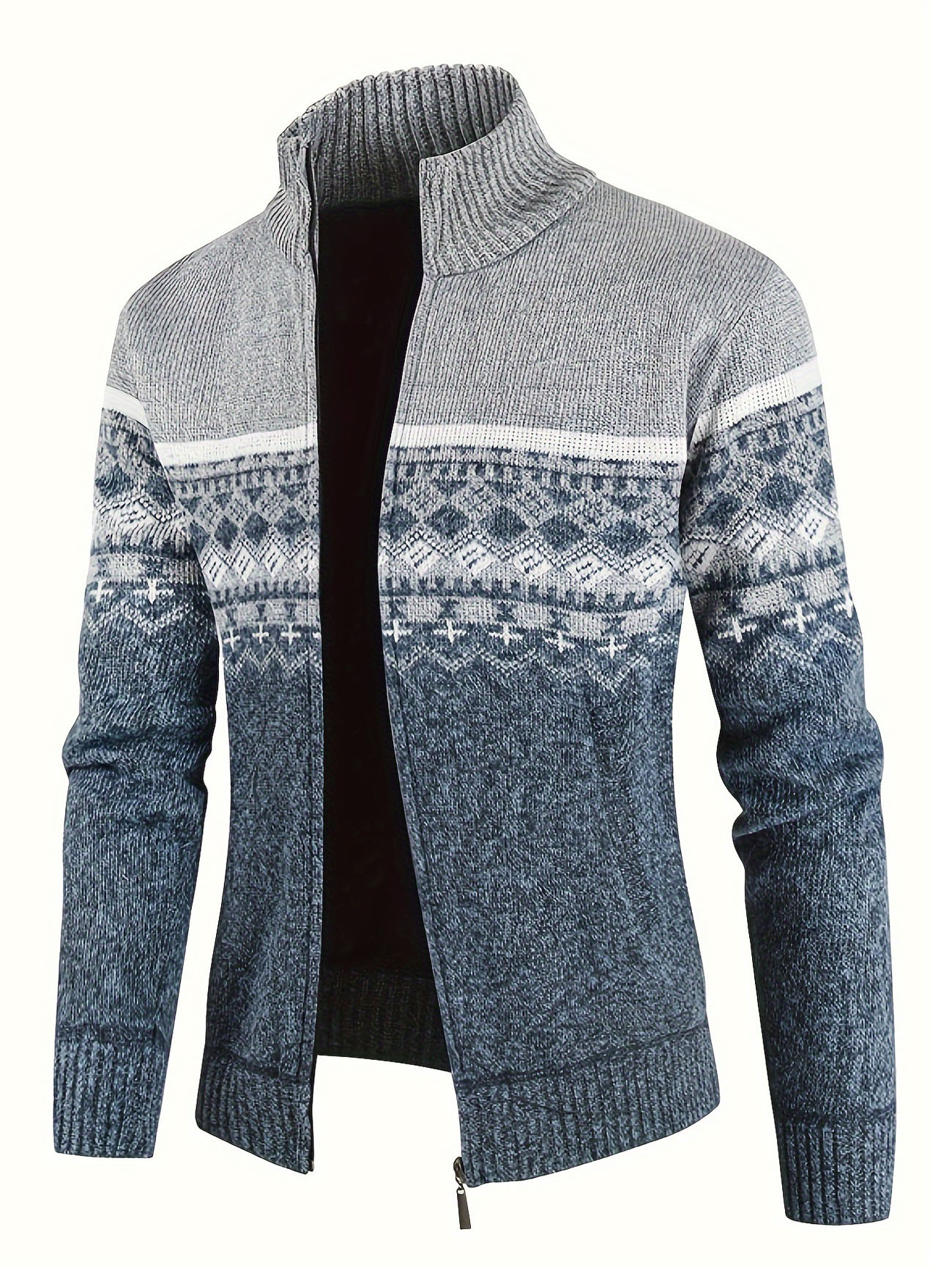 Nuevo transfronterizo Amazon otoño y invierno nuevo suéter de hombre de cuello de pie color de punto cardigan suéter casual de hombre