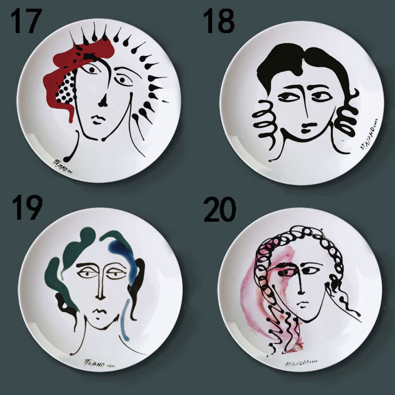 意大利Fasano盘子手绘人物西餐摆盘艺术摆件瓷盘画设计感柜台装饰