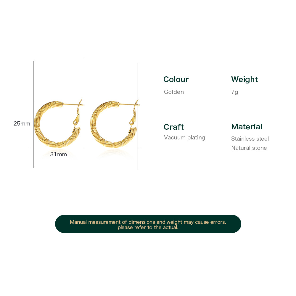 Fashion Circle Stainless Steel Plating Earrings 1 Pair