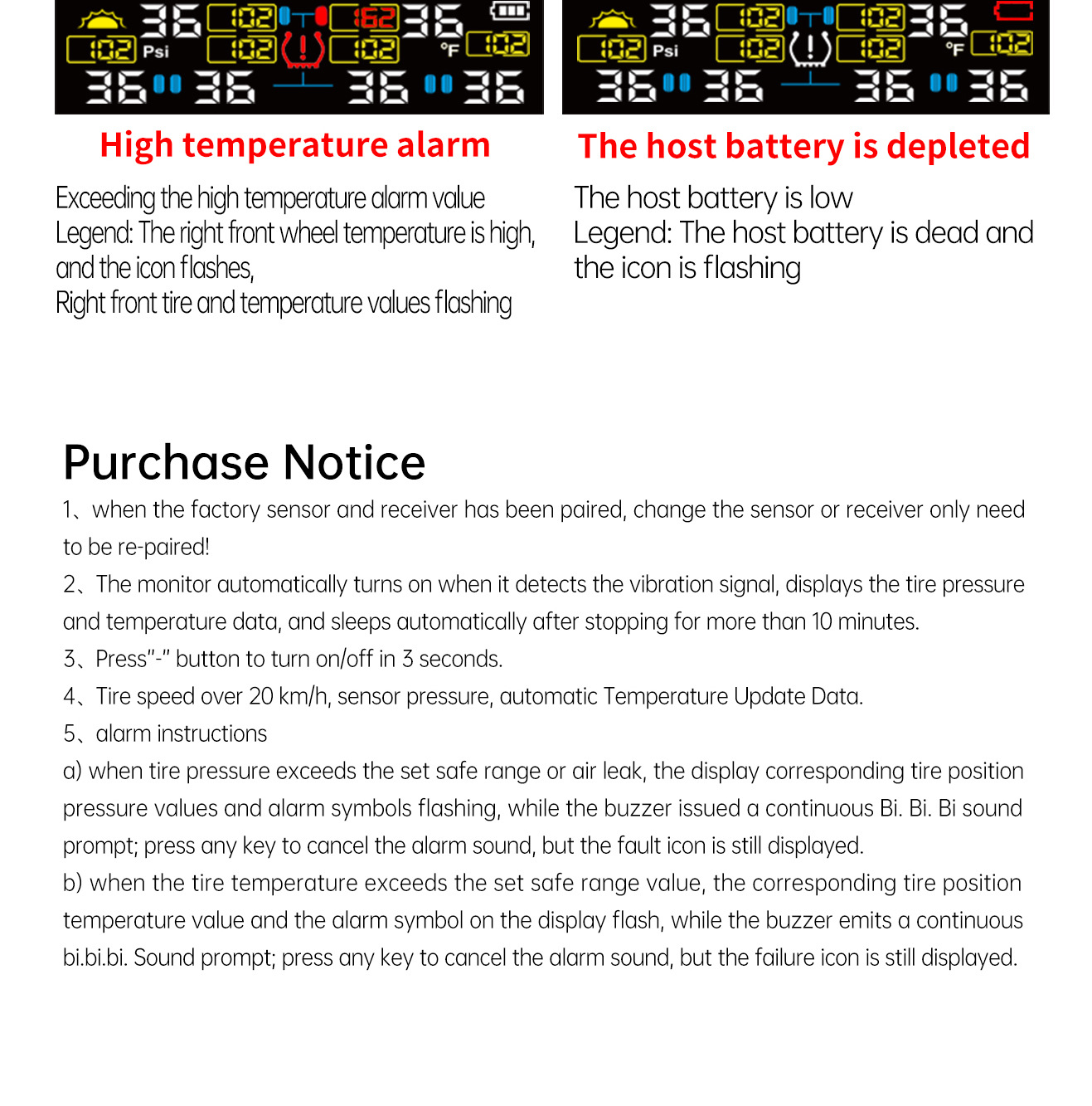 T15-6 Tire Pressure Monitor Solar-Powered Tire Pressure Monitoring System for Rvs and Cars