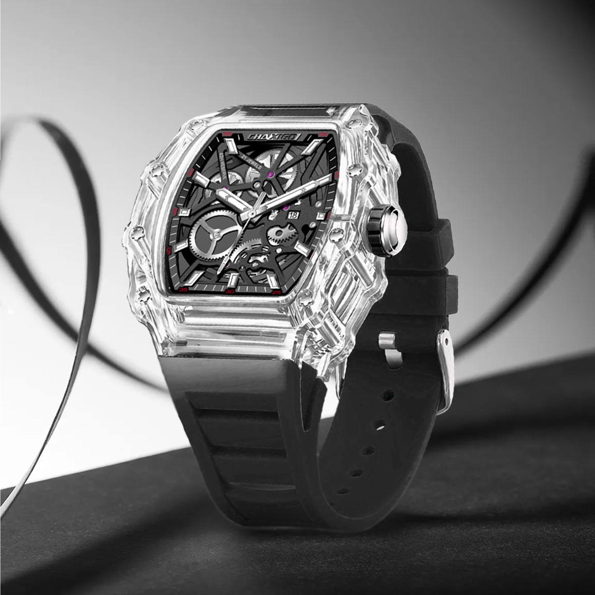 Chaxigo Brand Casual Fashion High-End Fully Automatic Quartz Luminous Waterproof Barrel-Shaped Men's Watch