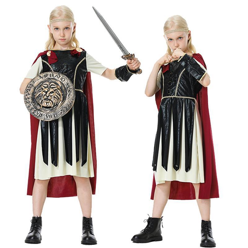 Nuevo Halloween antiguo romano Guerrero escudo espada gladiador Cosplay juego de rol traje entre padres e hijos traje