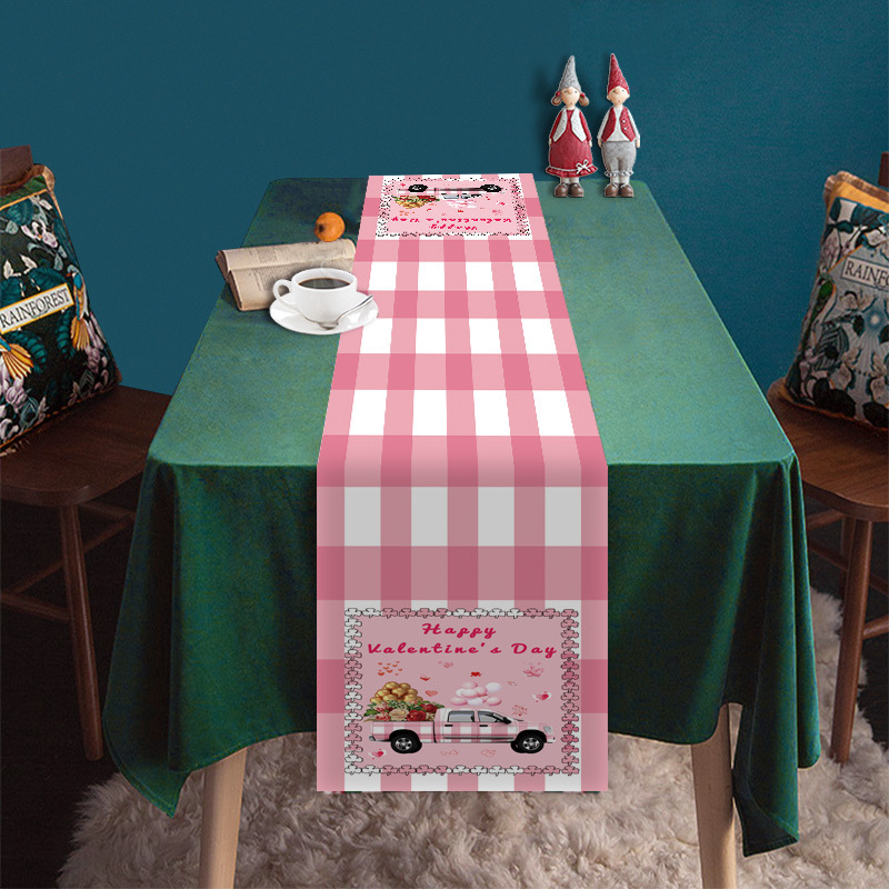 Transfronterizo nuevo día de San Valentín camino de mesa Lino impreso mantel hogar Decoración sofá fiesta Festival atmósfera Decoración