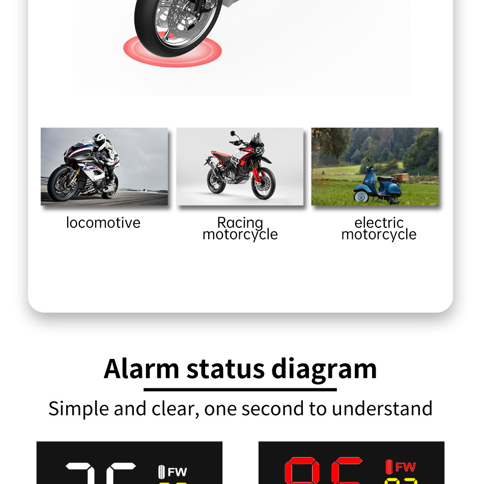 Mt20 Cross-Border Motorcycle Tire Pressure Monitor Electric Motorcycle Detector External Wireless Tire Pressure Detection System