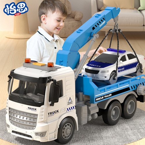 Children's large inertia trailer toy road transport crane engineering model boy cross-border toy car wholesale
