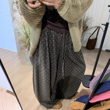 咖色碎花裤子女秋季2025新款今年流行的气球裤显瘦阔腿弯刀休闲裤