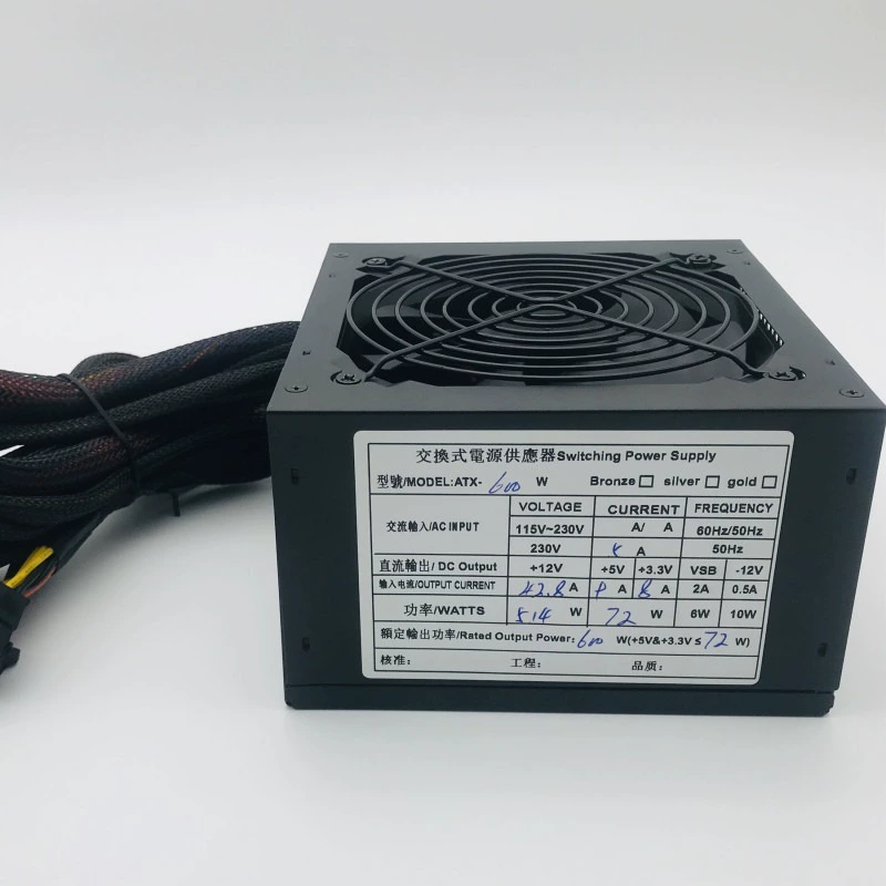 Заводская прямая продажа 600W настольный блок питания с эффективностью 80+, ATX блок питания для ПК