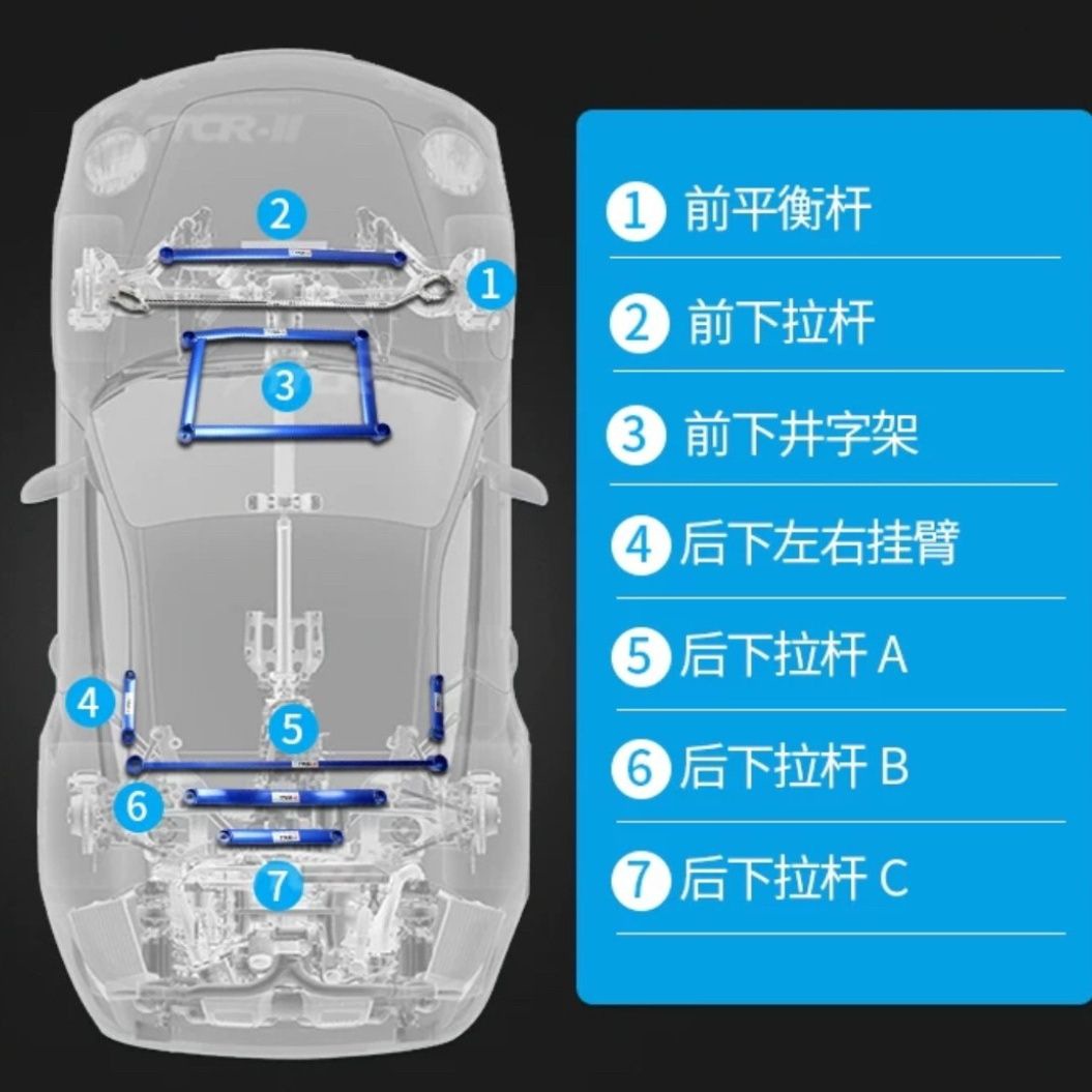 适用15-21丰田汉兰达顶吧平衡杆拉杆前顶吧汽车改装专用底盘加固