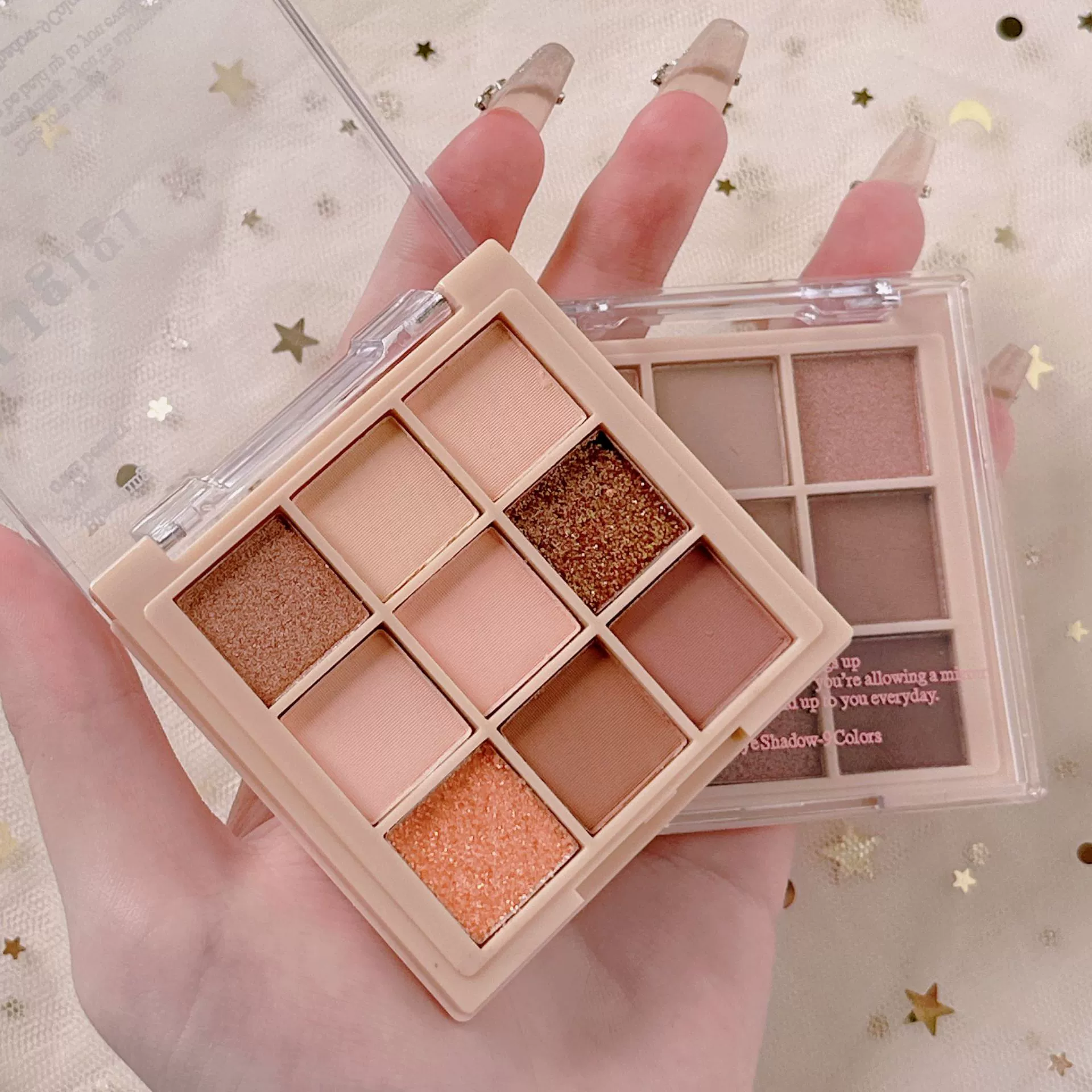Eyeshadow palette MJ 9-color, earth tones with mattes & shimmers, long-lasting no-smudge
