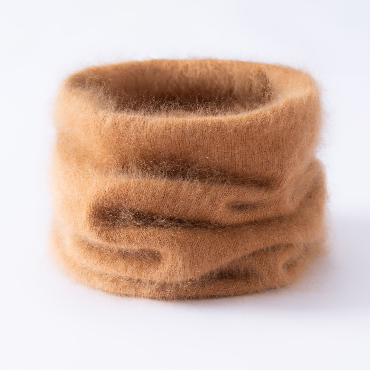 Fashionable brushed 100% pure cashmere neck warmer, unisex, warm knitted neck wrap with rolled edges, solid color neck protector scarf