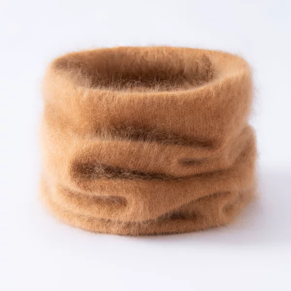 Fashionable brushed 100% pure cashmere neck warmer, unisex, warm knitted neck wrap with rolled edges, solid color neck protector scarf