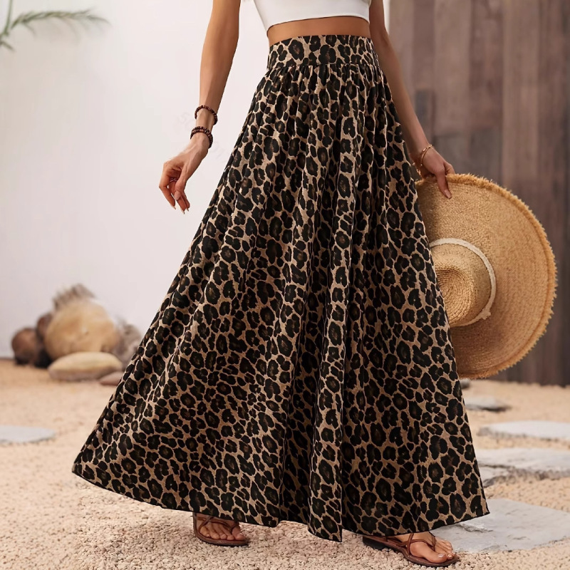 Leopard Print Mid-Length Dress for Women 2025, Stylish Casual Women's Dress, European and American Amazon Independent Site, Hot Girl Style, Versatile