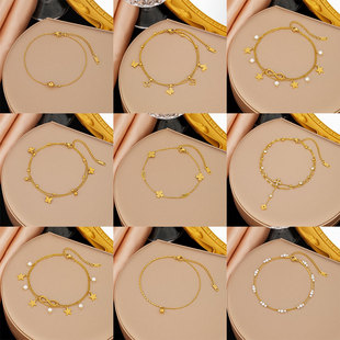 Cross-Border Dongguan Titanium Steel Anklets Popular Collection Summer Non-Fading Women's Simple High-End Fashion Versatile Non-Fading