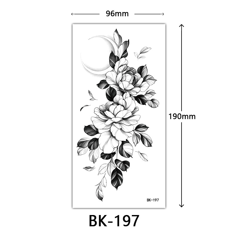 Tatuaje Temporal de Flores Boceto de Papel de Transferencia al Agua, Impresión por Transferencia de Agua, para Cuerpo image 203