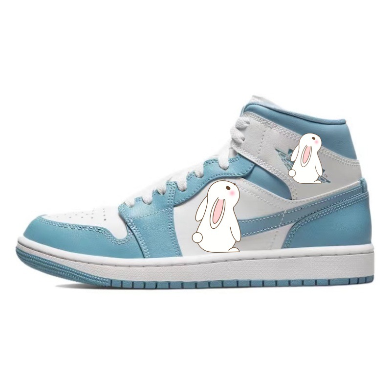 조 1 미드탑 화이트 노스 캐롤라이나 블루 BQ6472-141