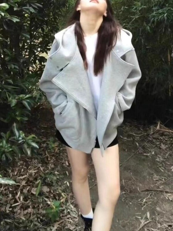 2025秋冬新款灰色连帽卫衣外套女韩系休闲棒球服加绒帽衫加厚上衣|undefined