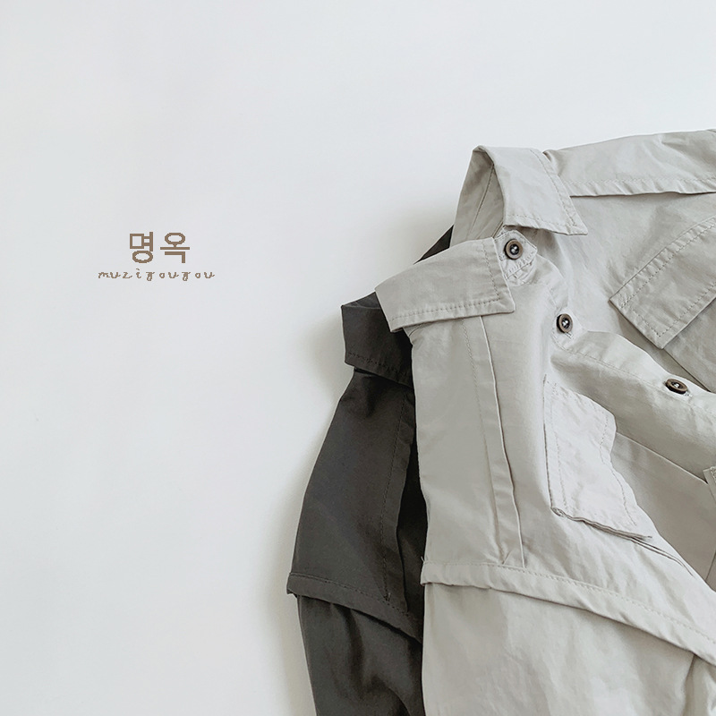 2025 otoño nuevas camisas infantiles, hombres y mujeres, chaquetas de trabajo al aire libre, bebés coreanos, chaquetas de moda