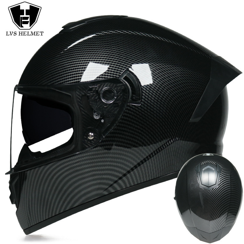 Coche eléctrico con casco completo, casco completo de otoño e invierno, coche eléctrico de carreras de imitación, coche eléctrico masculino, caballero, doble lente, cola larga