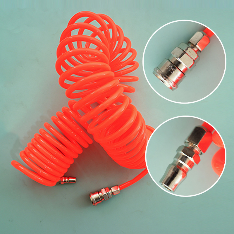 Fabricante ventas de resorte PU tubo de aire compresor de aire tubo de resorte tubo telescópico manguera de tubo de aire espiral con conector