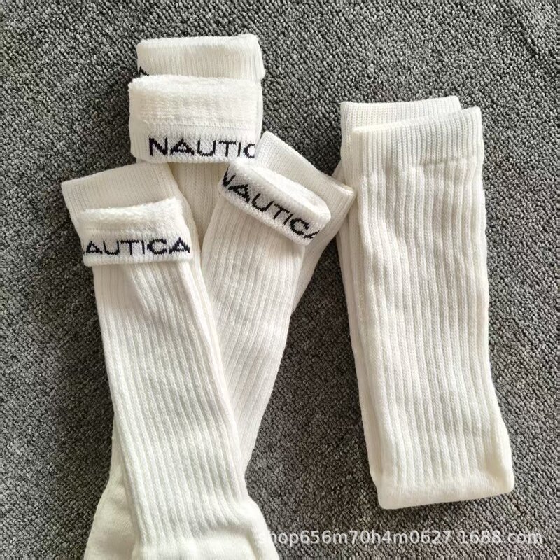 Japanese Trendy Brand Hasegawa Socks for Men and Women, Black and White Full Towel Rolled Edge Slouch Socks, All-Cotton Workwear, Sweat-Absorbent and Anti-Wear