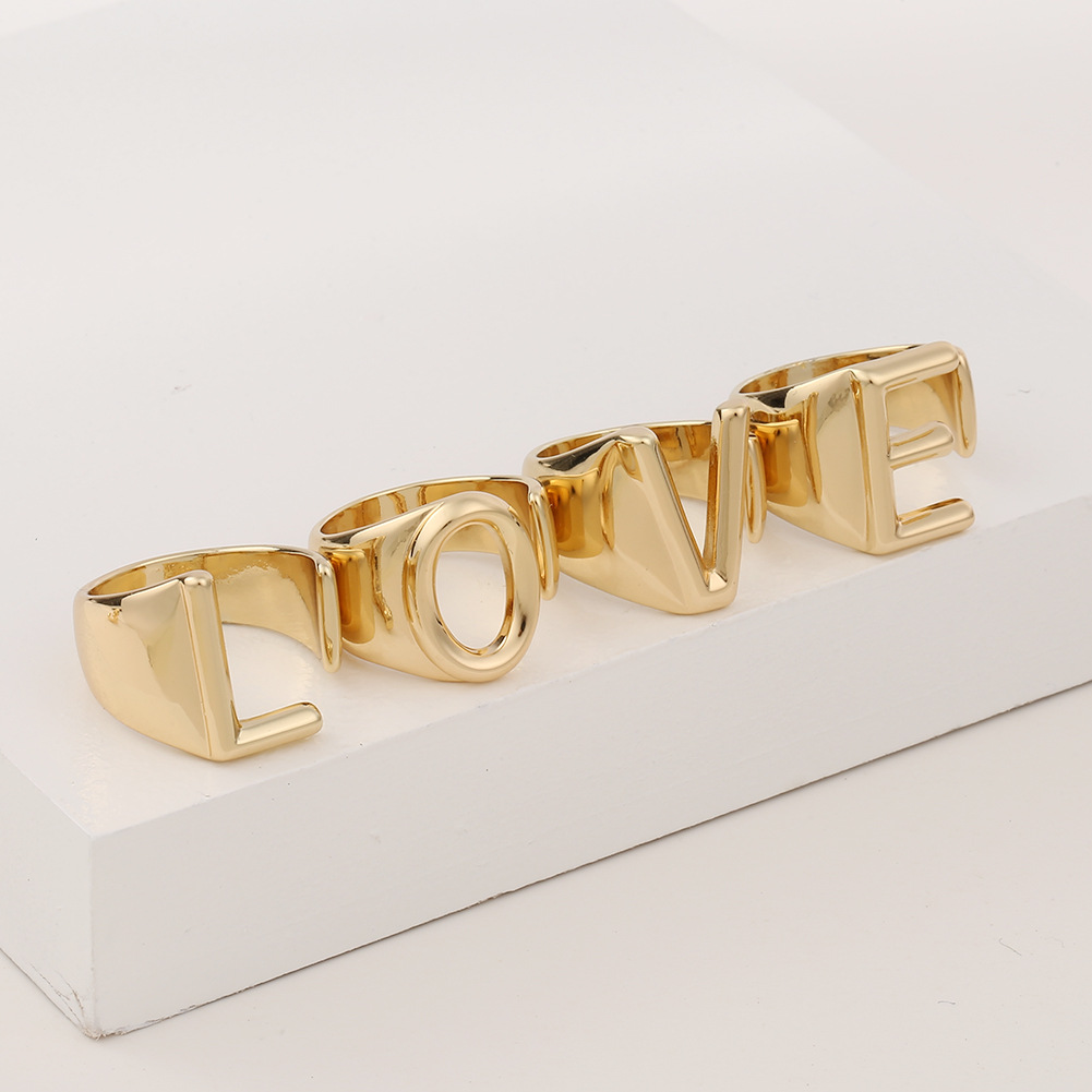 5g Weight Birthday Occasion Copper Material Letter Pattern Unisex Gender Fashion Style Fashion New Style Copper 26 English Letter Ring 1