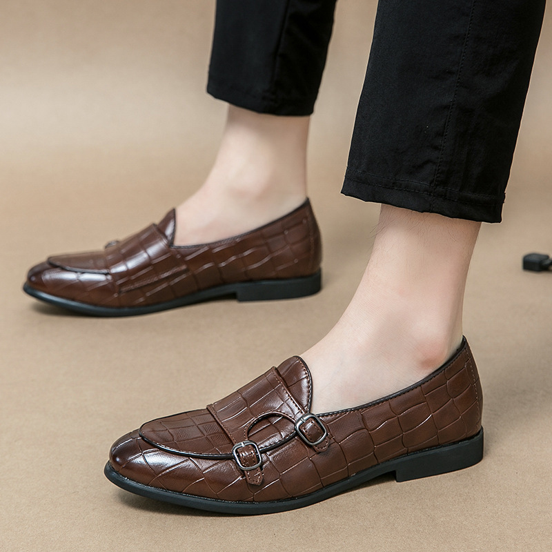 Primavera estilo británico de negocios zapatos de cuero de hebilla hombre Monk zapatos de boda zapatos de moda europea y americana zapatos de hombre