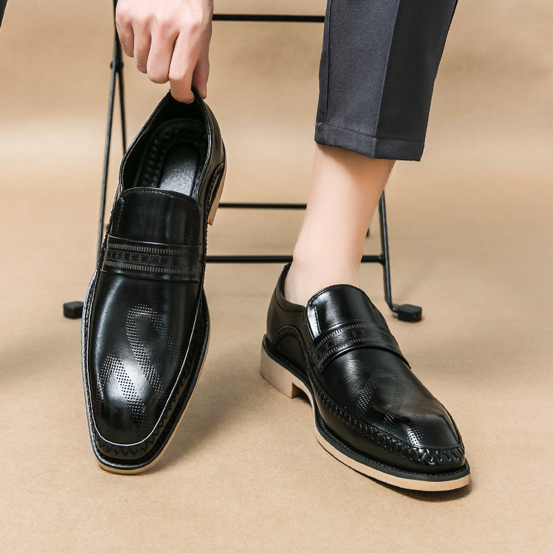 Transfronterizos de gran tamaño casual zapatos de cuero de un pie hombre 2024 primavera y otoño hombre vestido formal de negocios novio y padrino zapatos de boda