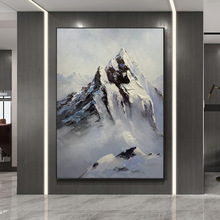 纯手绘油画客厅北欧雪山挂画厚油立体刀画玄关装饰画风格大壁画