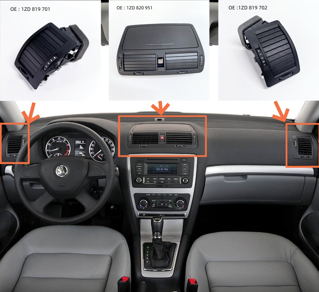 Skoda Octavia Dashboard Air Vent Air Conditioning Vent Rear Air Vent Air Conditioning Shutter 1Zd820951