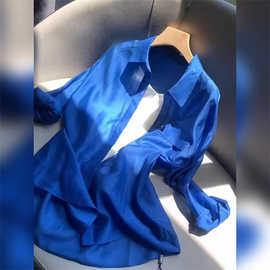 仅用于产品展示勿拍-超显白克莱因蓝色防晒衬衫女夏季配小吊带的
