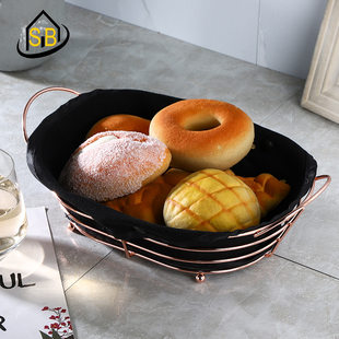 Oval bread basket iron bread basket fruit basket handle hollow desktop storage home