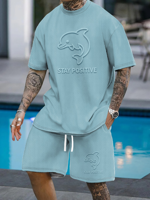Men's 2-Piece Summer Casual Set - Breathable Short Sleeve T-Shirt & Comfort Shorts For Gym, Travel, And Daily Wear_viptrois.com