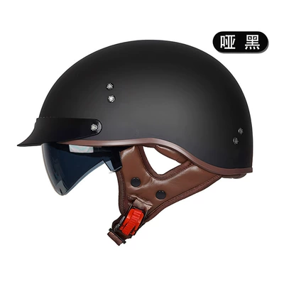 Motosiklet kaskı (dəbilqə) — Motorcycle Electric Vehicle Half Helmet - matt-black-f02-with-black-film-m