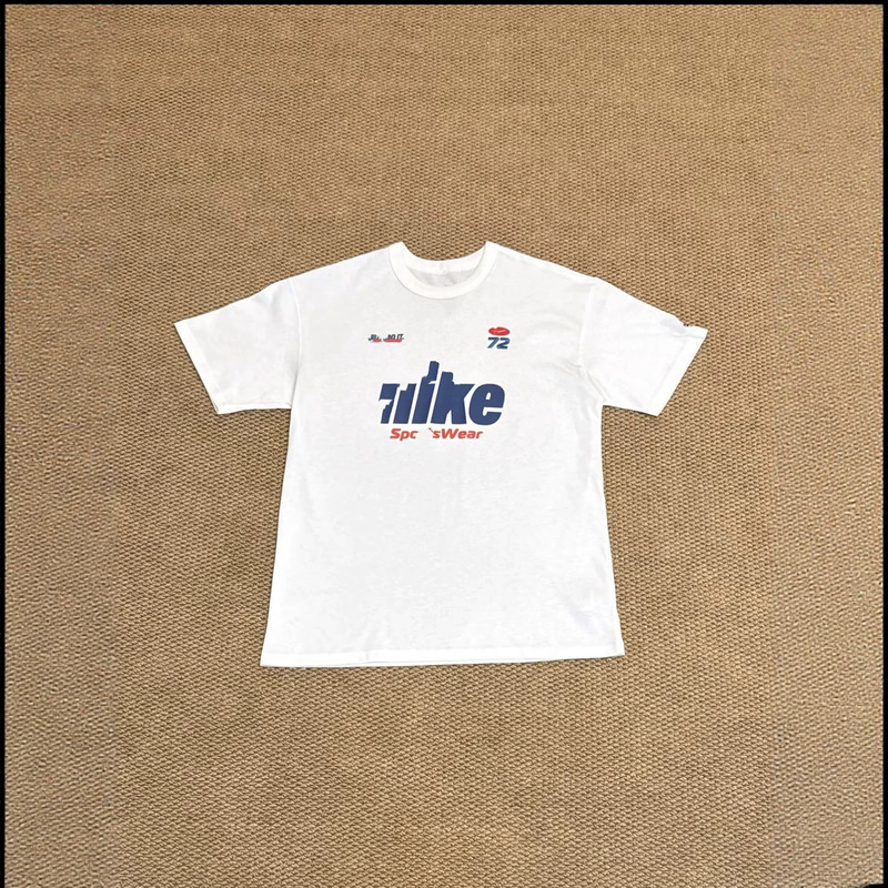 Foreign Trade American Retro Letter Print Short-Sleeved Loose Mid-Length Curved Hem Casual Couple Sports T-Shirt