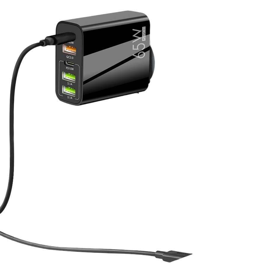 Nuevo PD65W carga rápida cargador de teléfono móvil 5V4A europeo y americano británico PD + 3USB adaptador multi-Puerto Cabeza de carga