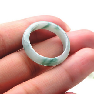 Natural Jadeite Ring Light Green Floating Flower Jade Finger Ring Jadeite A Cargo Tail Ring Jadeite Ring Jadeite Floating Flower Ring