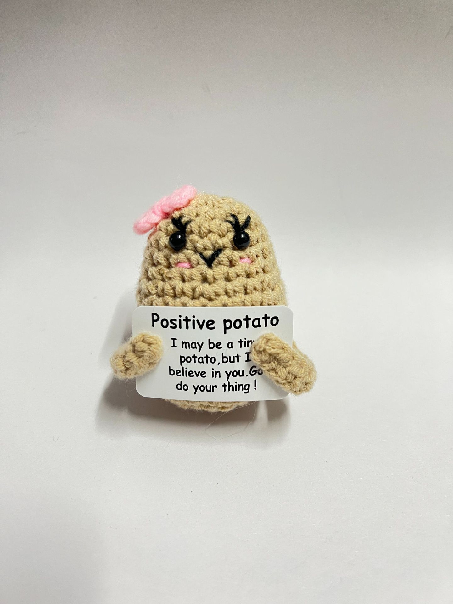 Amazon positivepotato hilado de lana tejida ganchillo patata divertida descompresión muñeca tejida a mano