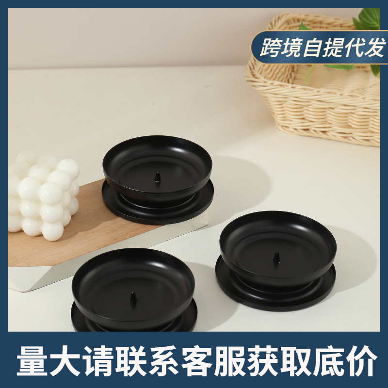 蜡烛台蜡台摆件烛台铁艺北欧跨境简约轻奢带针家用复古桌面批发