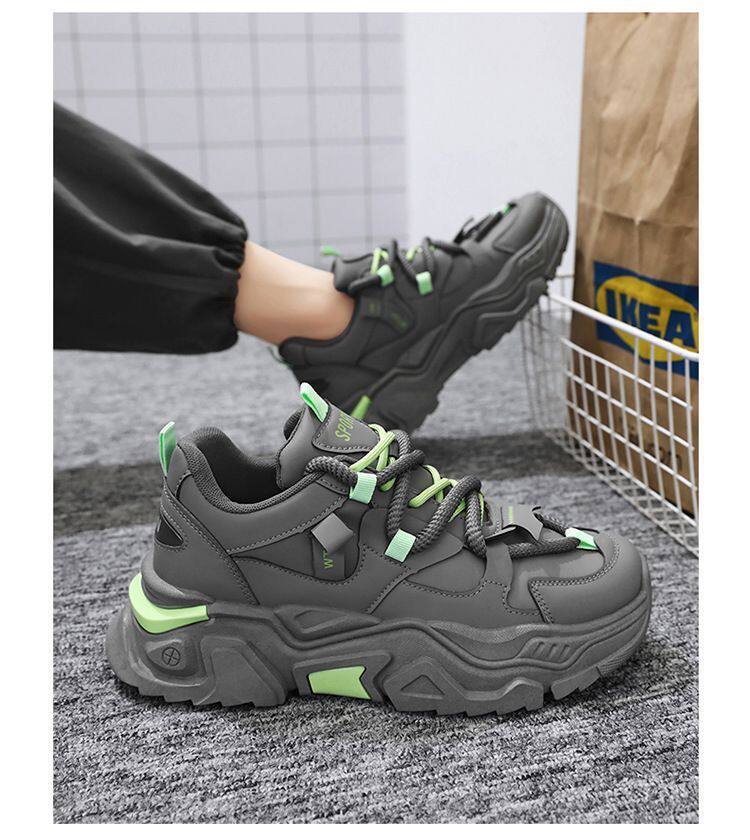 Giày thể thao nam sneaker thoáng khí tăng chiều cao, đế cao su gót thấp 1-3 cm — C118 màu trắng, C118 màu xám chi tiết 16