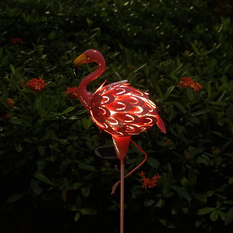 Spot Solar Flamingo Lamp Feather Flamingo Garden Ground Lamp Metal Courtyard Decoration Flamingo